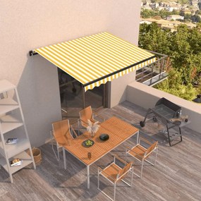Toldo retrátil manual 350x250 cm amarelo e branco