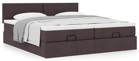 Estrutura de cama otomana com colchões tecido castanho escuro