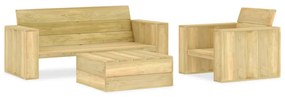 vidaXL 3 pcs conjunto lounge de jardim madeira de pinho impregnada