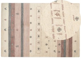 Tapete Gabbeh em lã creme e castanha clara 160 x 230 cm KARLI Beliani