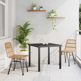 vidaXL Conjunto de Jantar de Jardim 3 Peças Marrom Rattan Poliéster