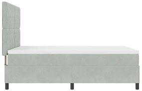Cama Box Spring vidaXL com Colchão e Luz LED Cinza Claro 140x190 cm Ve