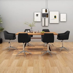vidaXL Cadeiras de jantar giratórias 6 pcs tecido preto