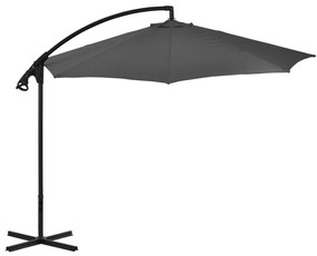 Guarda-sol cantilever com poste de aço 300 cm antracite
