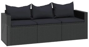 Conjunto lounge de jardim vime PE preto