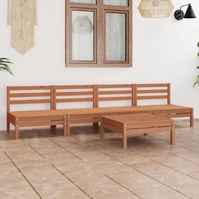vidaXL 5 pcs conjunto lounge de jardim pinho maciço castanho mel