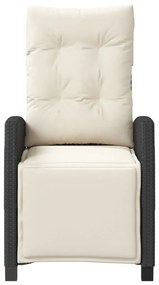 Cadeiras jardim reclináveis 2 pcs c/ apoio de pés vime PE preto
