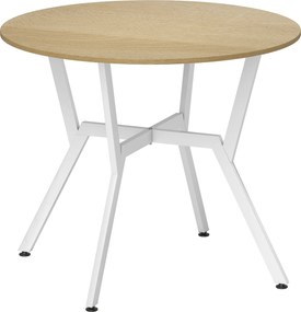 HOMCOM Mesa de Refeição Redonda Mesa de Jantar Estilo Industrial com Bancada de Madeira e Estrutura de Aço Ø90x76 cm Madeira e Branco | Aosom Portugal