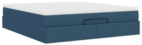 Estrutura de cama otomana vidaXL com tecido azul colchão 180x200cm