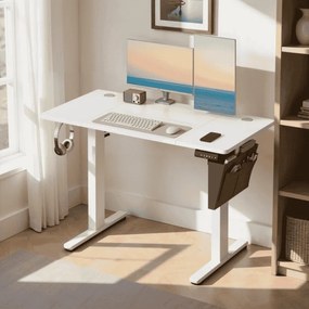 Secretária elétrica com altura ajustável eletricamente 60,1 x 120,1 x (72,1-120,1) cm branco