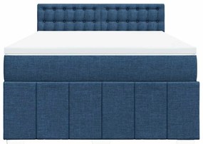 Cama com molas/colchão 140x190 cm tecido azul