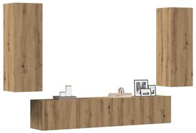 vidaXL armários TV montados na parede 4 pcs madeira carvalho artisiano