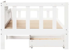 Sofá-cama c/ gavetas 90x200cm madeira de pinho maciça branco
