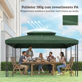 Toldo de Substituição 4x3 m com Teto Duplo Orifícios de Drenagem e Proteção UV Apenas Toldo (NÃO INCLUI ESTRUTURA)  Verde