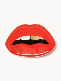 Tabuleiro decorativo em porcelana com ouro Lips