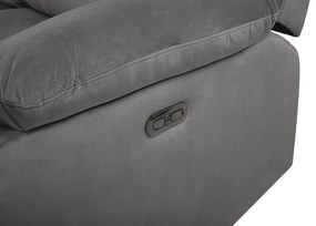 Sofá reclinável de 3 lugares veludo cinzento escuro com LED e entrada USB BERGEN Beliani