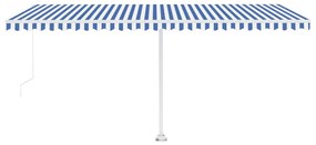 Toldo retrátil manual com LED 500x300 cm azul e branco