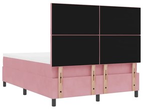 Cama Box com Colchão vidaXL Rosa 160x200 cm Veludo