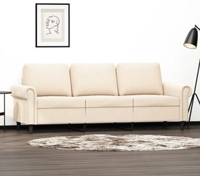 vidaXL Sofá de 3 lugares 180 cm veludo cor creme