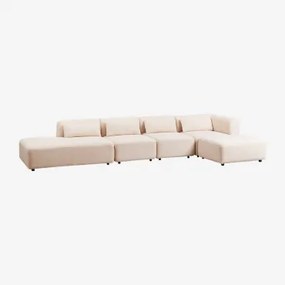 Sofá Modular De Canto Em 4 Peças Com Chaise Longue À Esquerda E Puff Fogler Tecido Pele De Borrego Bege Creme - Sklum