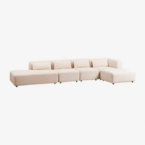 Sofá Modular De Canto De 4 Peças Com Chaise Longue Esquerda E Pufe Fogler Chenille Creme Bege - Sklum