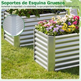 Floreira Elevada, 119,5 x 61,5 x 60,5 cm, Fundo Aberto, Prateado