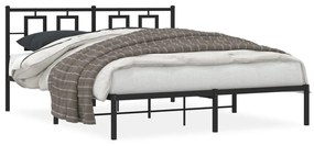 vidaXL Estrutura de cama em metal com cabeceira 150x200 cm preto