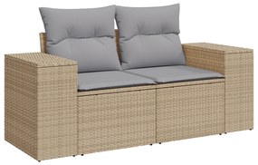 Conjunto de Sofá de Jardim de 10 Peças com Almofadas Bege de Vime de P