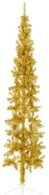 vidaXL Meia árvore de Natal fina com suporte 180 cm dourado