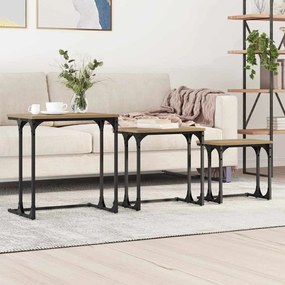 vidaXL Mesa de Café Empilhável 3 pcs carvalho artisiano