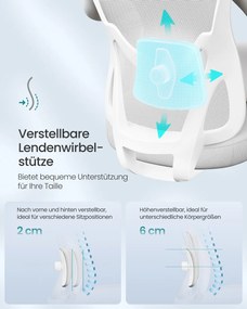 Cadeira de escritório ergonómica com apoio ajustável cinzento