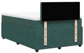 Cama boxspring com colchão 120x200 cm veludo verde-escuro