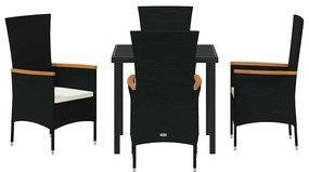 Conjunto de Jantar de Jardim 5 pcs Preto 80 x 80 x 73 cm