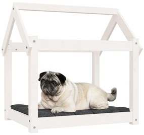Cama para cães 71x55x70 cm madeira de pinho maciça branco