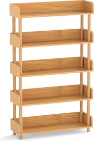 Estante de madeira 80 x 24 x 130,5 cm com 5 níveis, postes em pinho, corrimões altos, prateleiras abertas, para livros e plantas, para sala de estar o