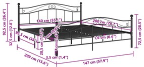 Estrutura de cama 140x200 cm metal preto