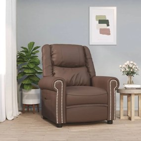 vidaXL Poltrona reclinável couro artificial castanho brilhante