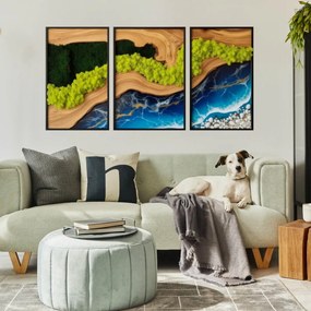 Corrente do rio – Pintura de parede em três partes para o quarto