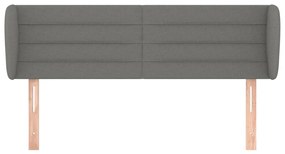 Cabeceira de cama c/ abas tecido 147x23x78/88cm cinzento-escuro