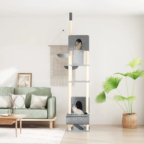 vidaXL Árvore gatos altura ajustável chão-teto 277-303 cm cinza-claro