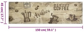 Tapete de cozinha lavável 45x150 cm veludo padrão café castanho