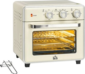 HOMCOM Mini Forno Elétrico de Bancada com Convecção 20 L 1400 W, 7 Funções, 90-230 °C, Temporizador 60 Min, Creme | Aosom Portugal