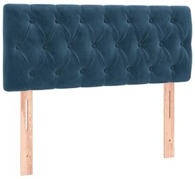 Cama box spring colchão LED 120x190cm couro artif. azul-escuro