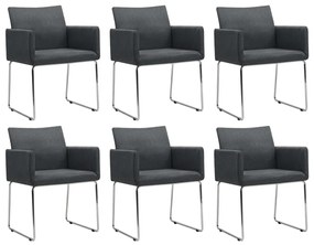 vidaXL Cadeiras de jantar 6 pcs tecido cinzento-escuro