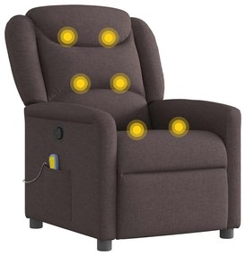 Poltrona de massagens reclinável tecido castanho-escuro