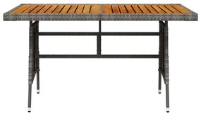 Mesa de jardim 130x70x72 cm vime PE e acácia maciça cinzento