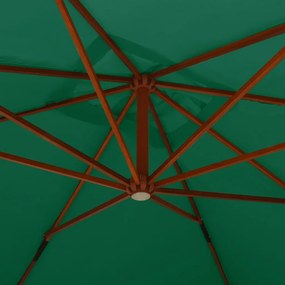 Guarda-sol jardim cantilever c/ poste madeira 400x300 cm verde