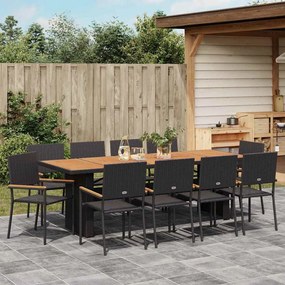 Conjunto de Jantar para Jardim 11 pcs Preto 10 Lugares
