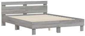 Estrutura de cama c/ cabeceira derivados madeira cinza sonoma