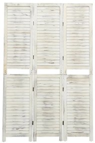 vidaXL Biombo com 3 painéis 105x165 cm madeira branco antigo